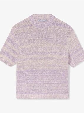 MM Lafleur Alexis Top Mockneck Knit Boucle Size L Lilac/White